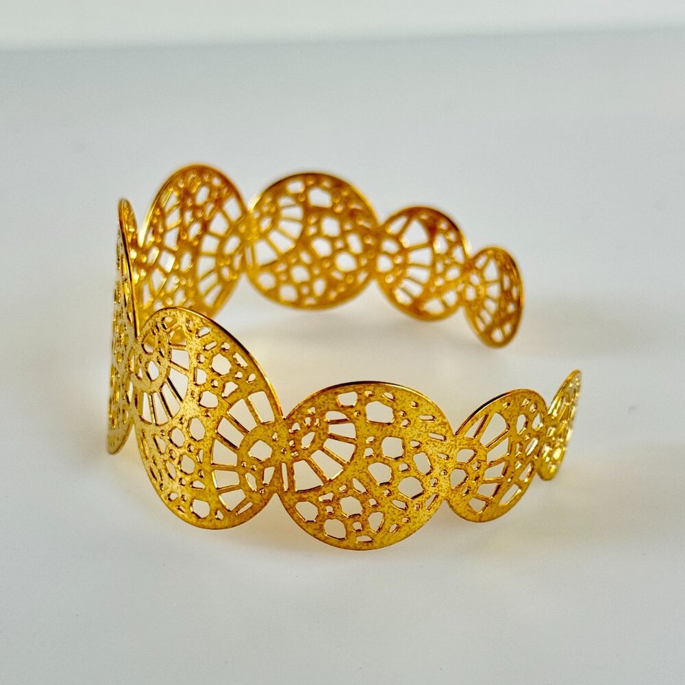 Theo Brand Gold Plated Lace Cuff Bracelet from Belgium 6.5"